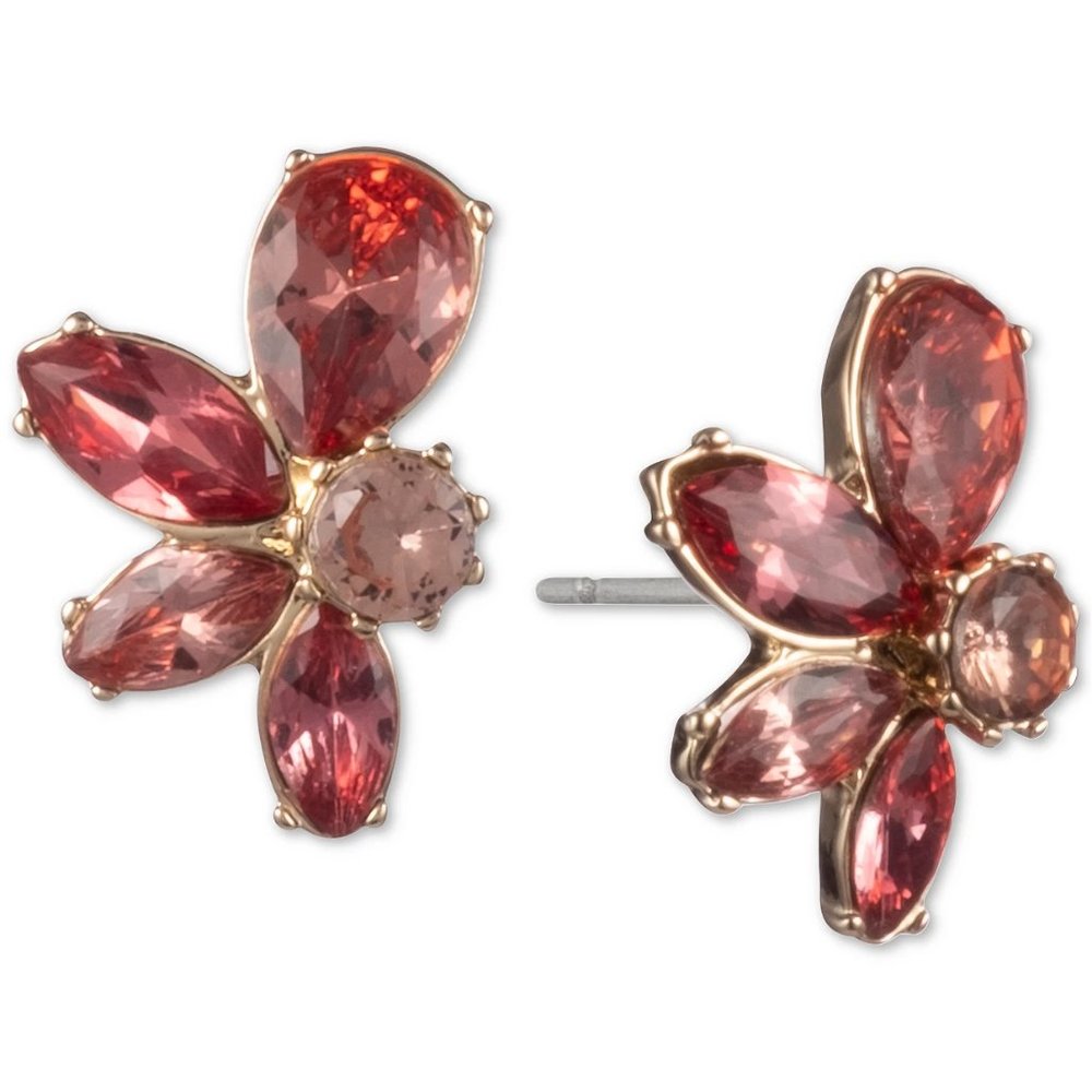Floral Crystal Small Button Earrings